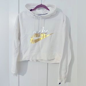 Nike cropped sweater with foiled print, size M.